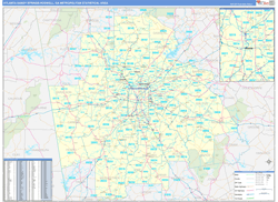 Atlanta-Sandy Springs-Roswell Metro Area Wall Map Basic Style 2026